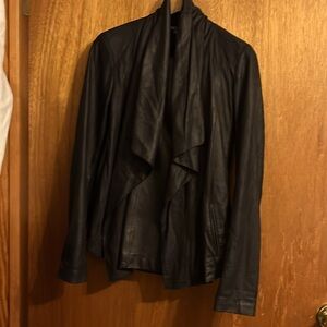 Vince. Black Leather Knit Jacket, Size Medium. FREE SHIPPING!